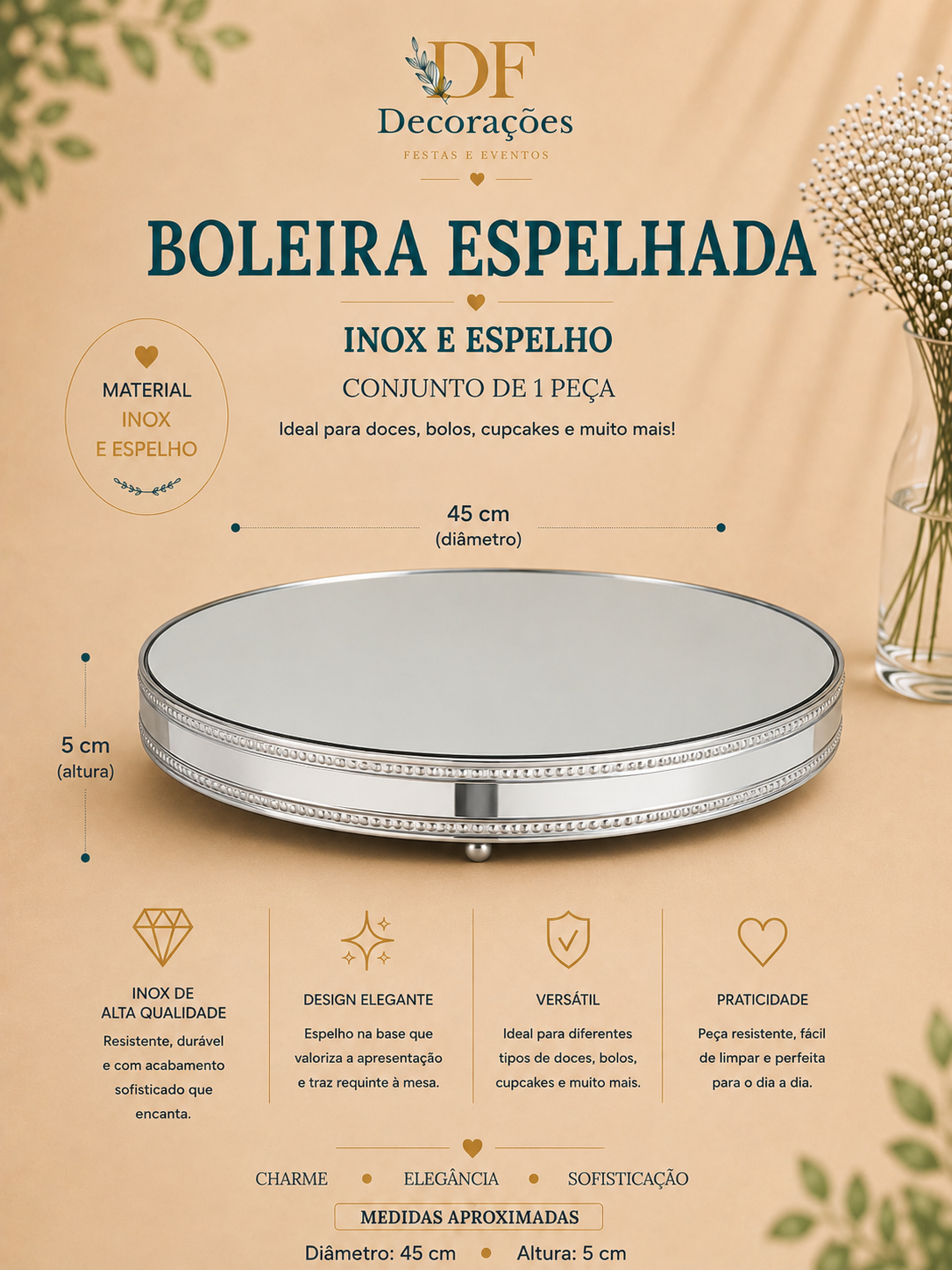 Boleira Espelhada Inox