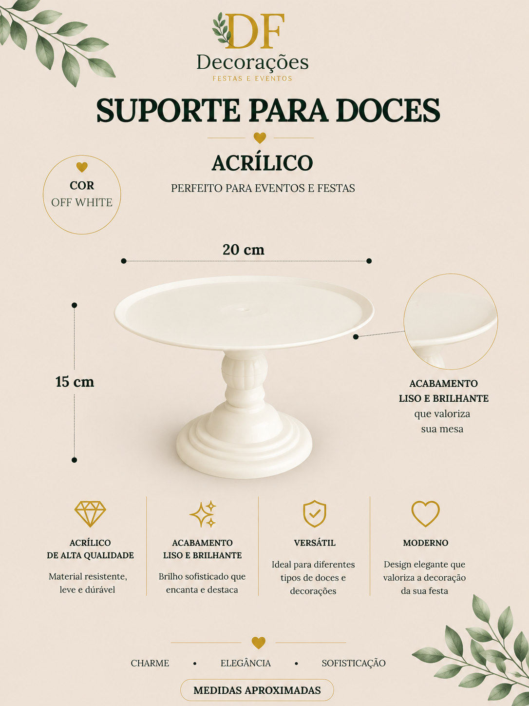 Suporte para Doces Acrilico Off White