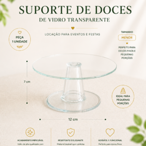 Suporte de Doce de Vidro Transparente