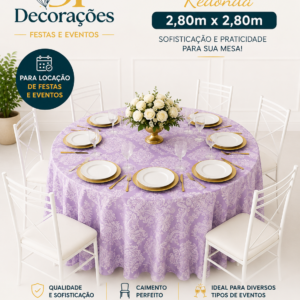 Toalha Redonda Jaquard Lilas