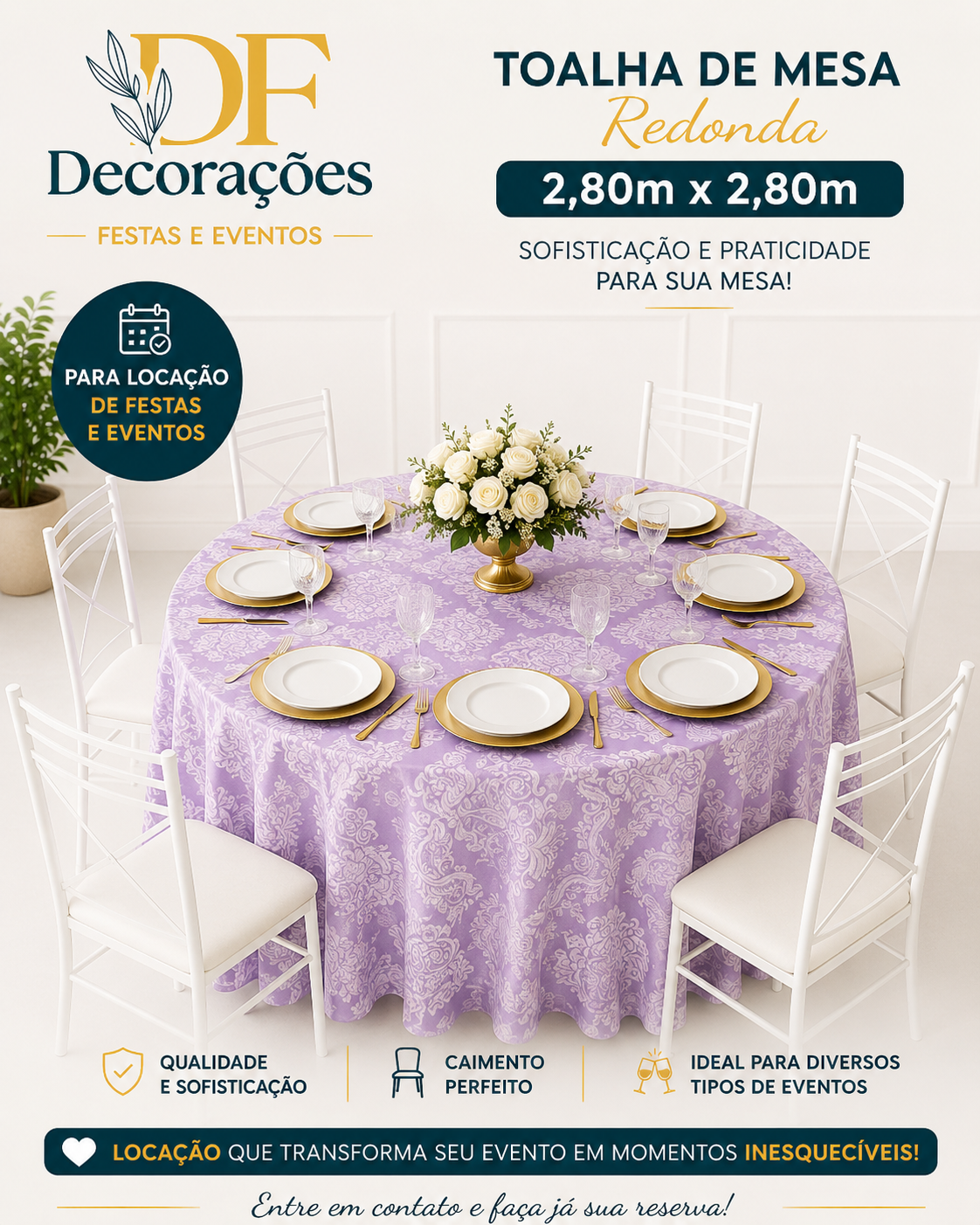 Toalha Redonda Jaquard Lilas