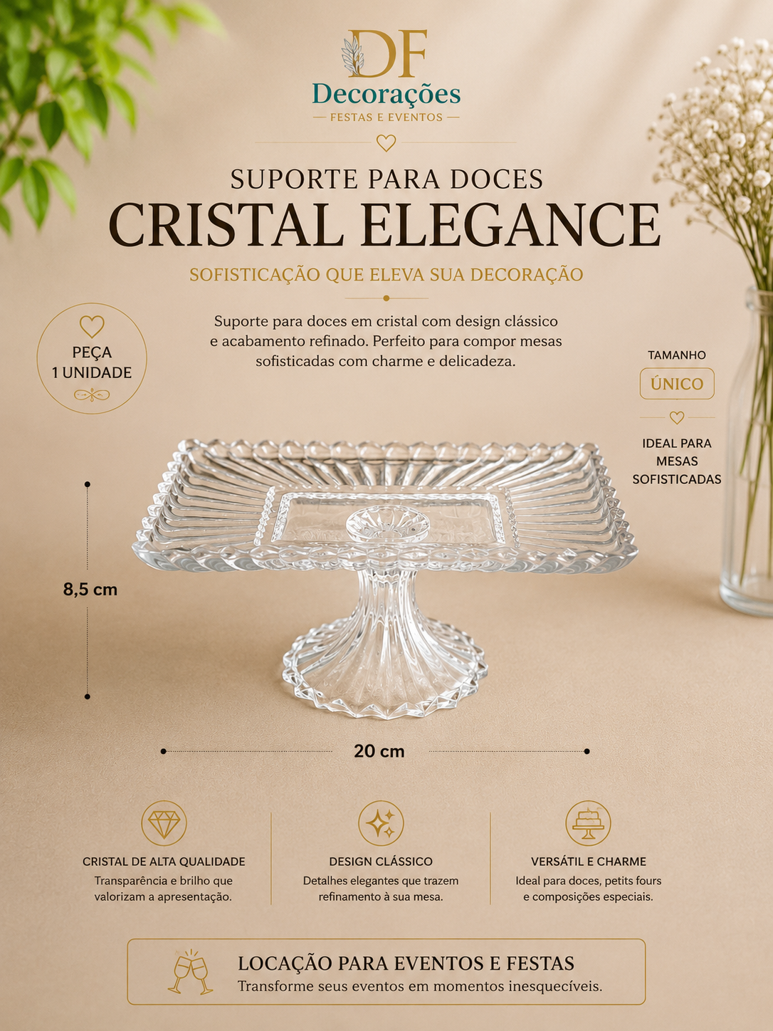Suporte para Doce Cristal Elegance