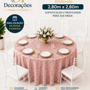 Toalha Redonda Jaquard Rose