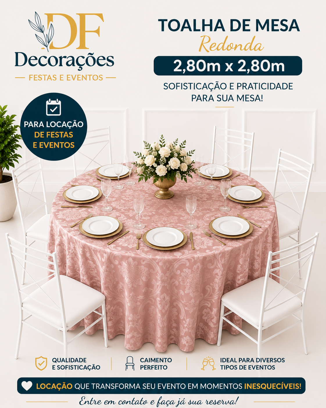 Toalha Redonda Jaquard Rose