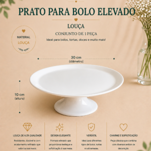 Suporte para Doce Branco de Louça
