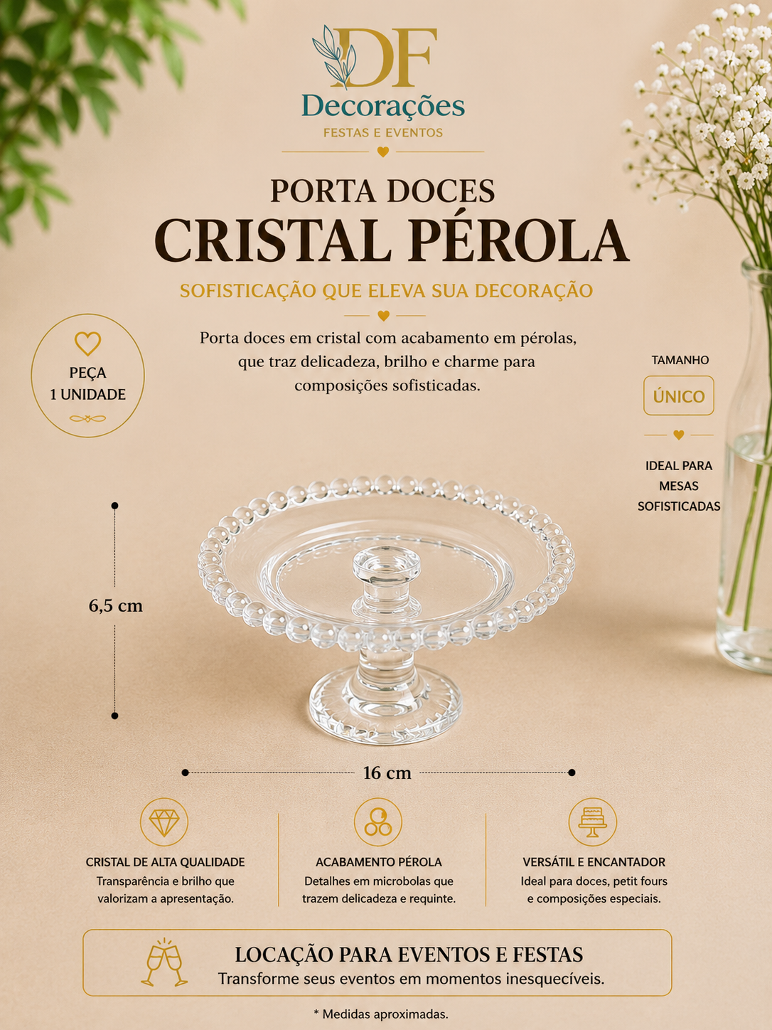 Porta Doce Cristal Perola