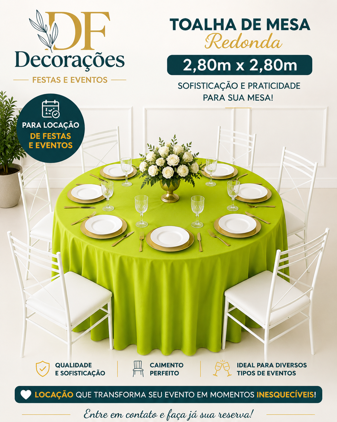 Toalha Redonda Verde Neon Lisa