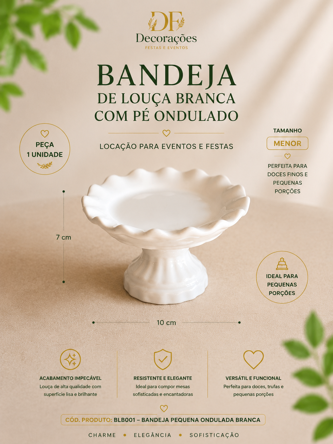 Bandeja De Louça Branco Pe Ondulado