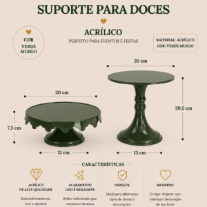 Kit 2 Bandejas de Acrilico Verde Musgo