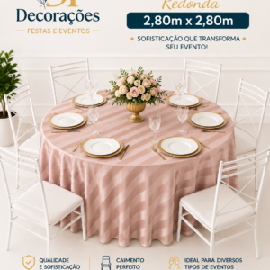 Toalha Redonda Listrado Jaquard Rose