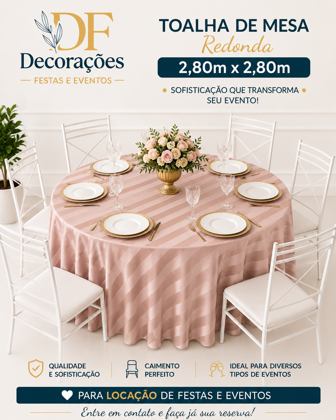 Toalha Redonda Listrado Jaquard Rose