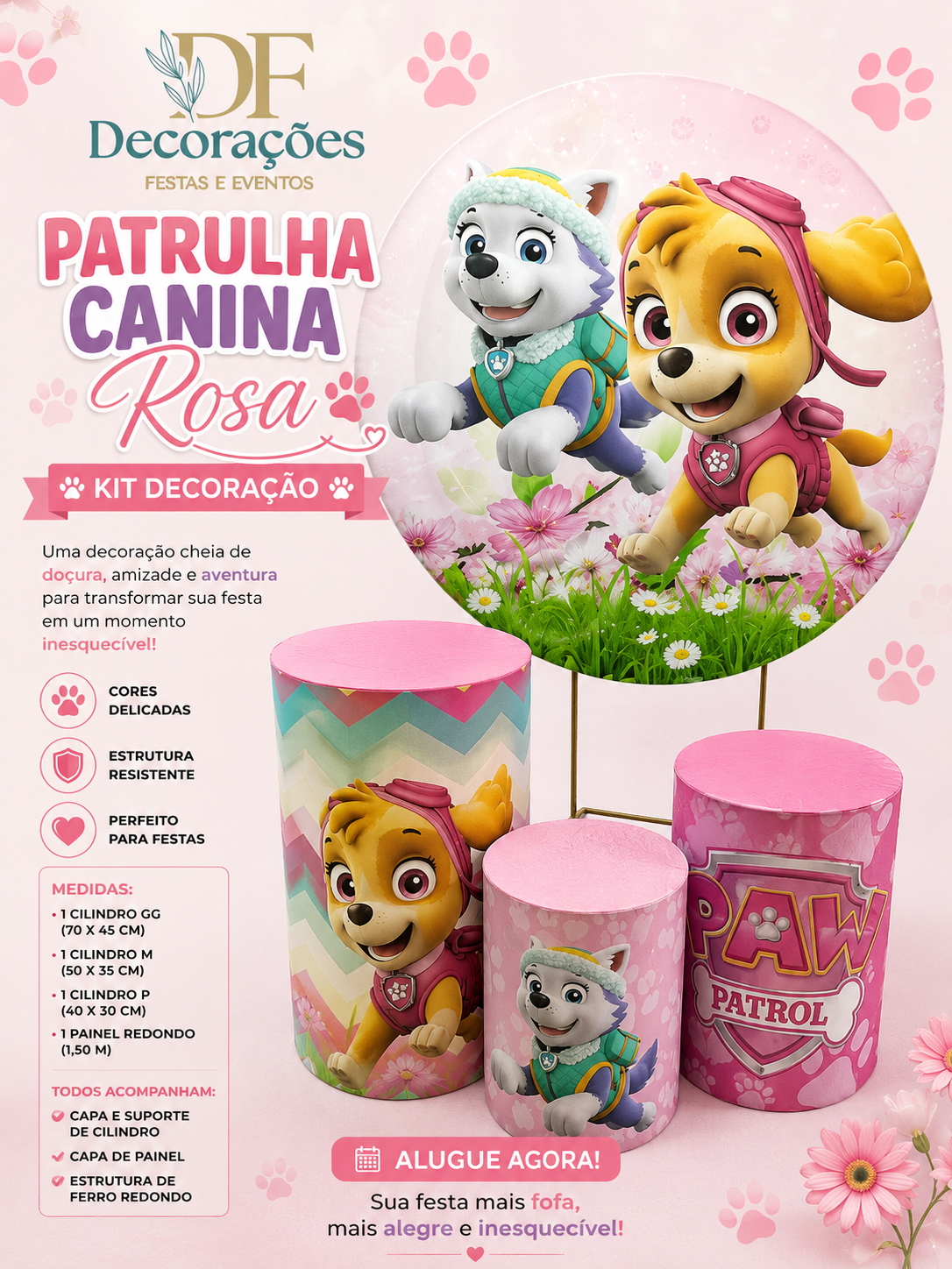 Painel Patrulha Canina Rosa