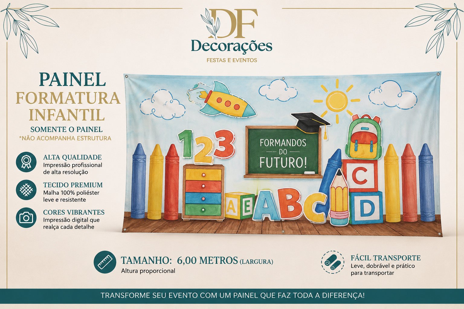 Painel Retangular Formatura Infantil
