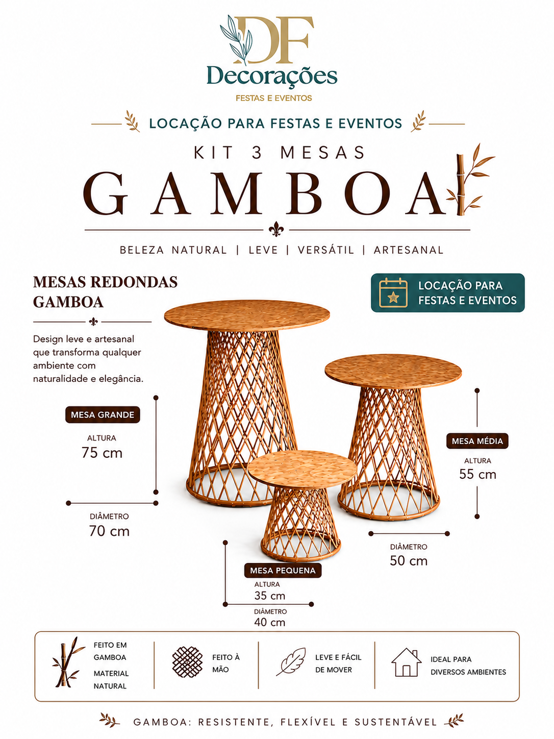 KIT 3 MESAS GAMBOA GEOMETRICA