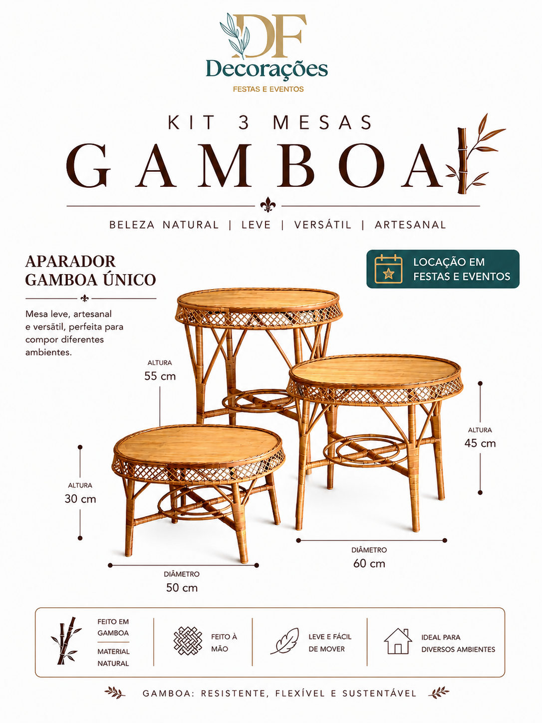KIT 3 MESAS GAMBOA