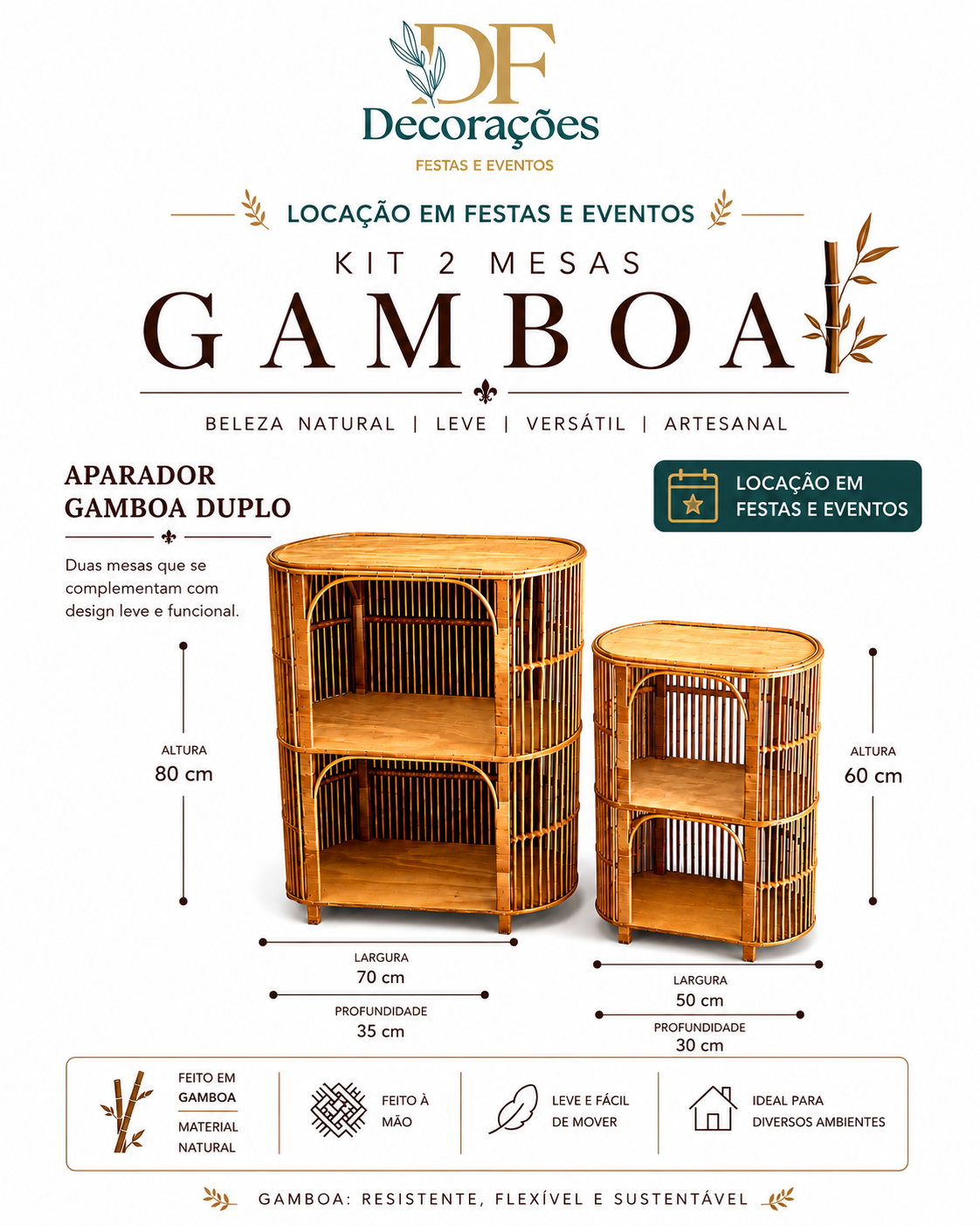KIT 2 MESAS GAMBOA