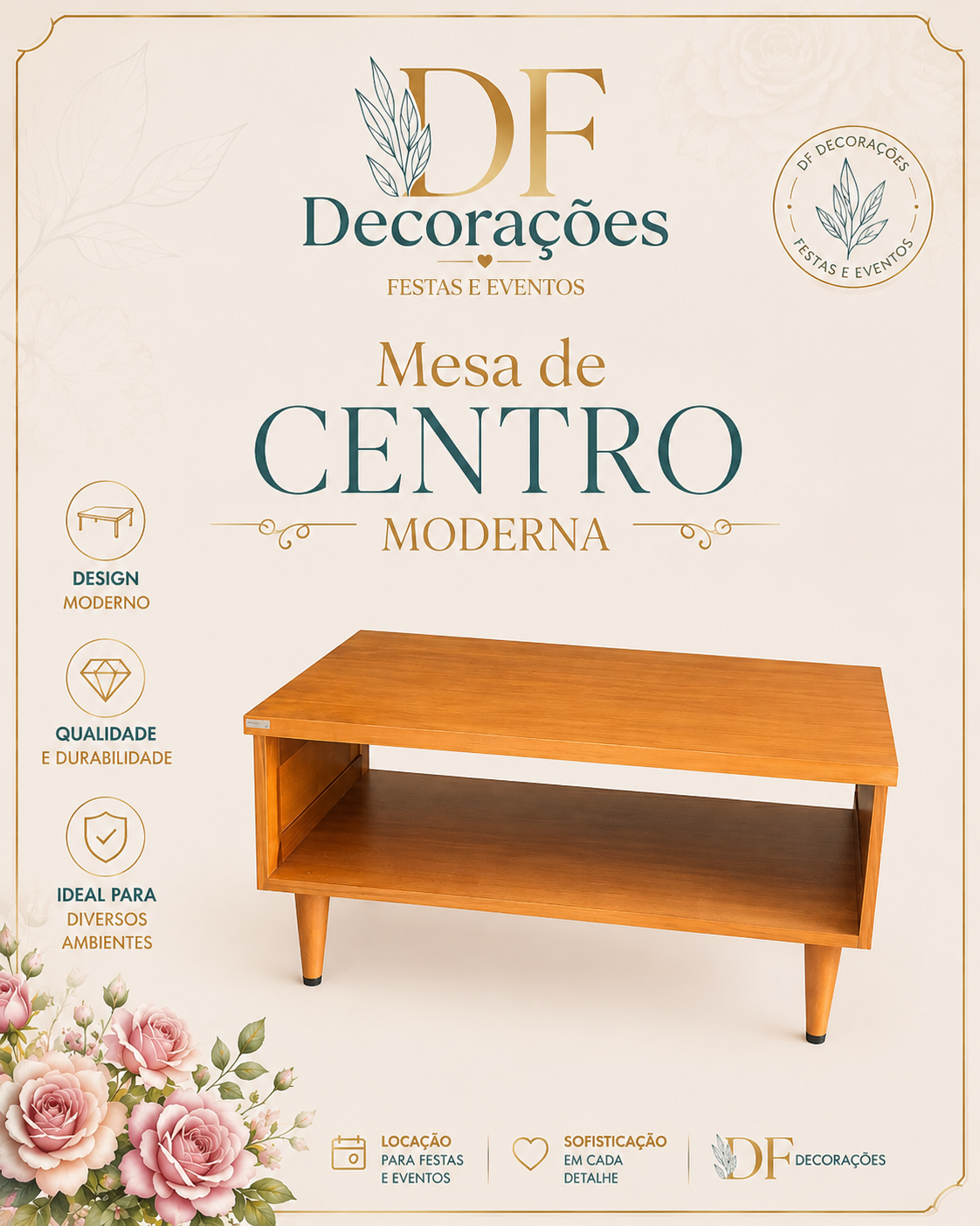 MESA DE CENTRO DE MADEIRA