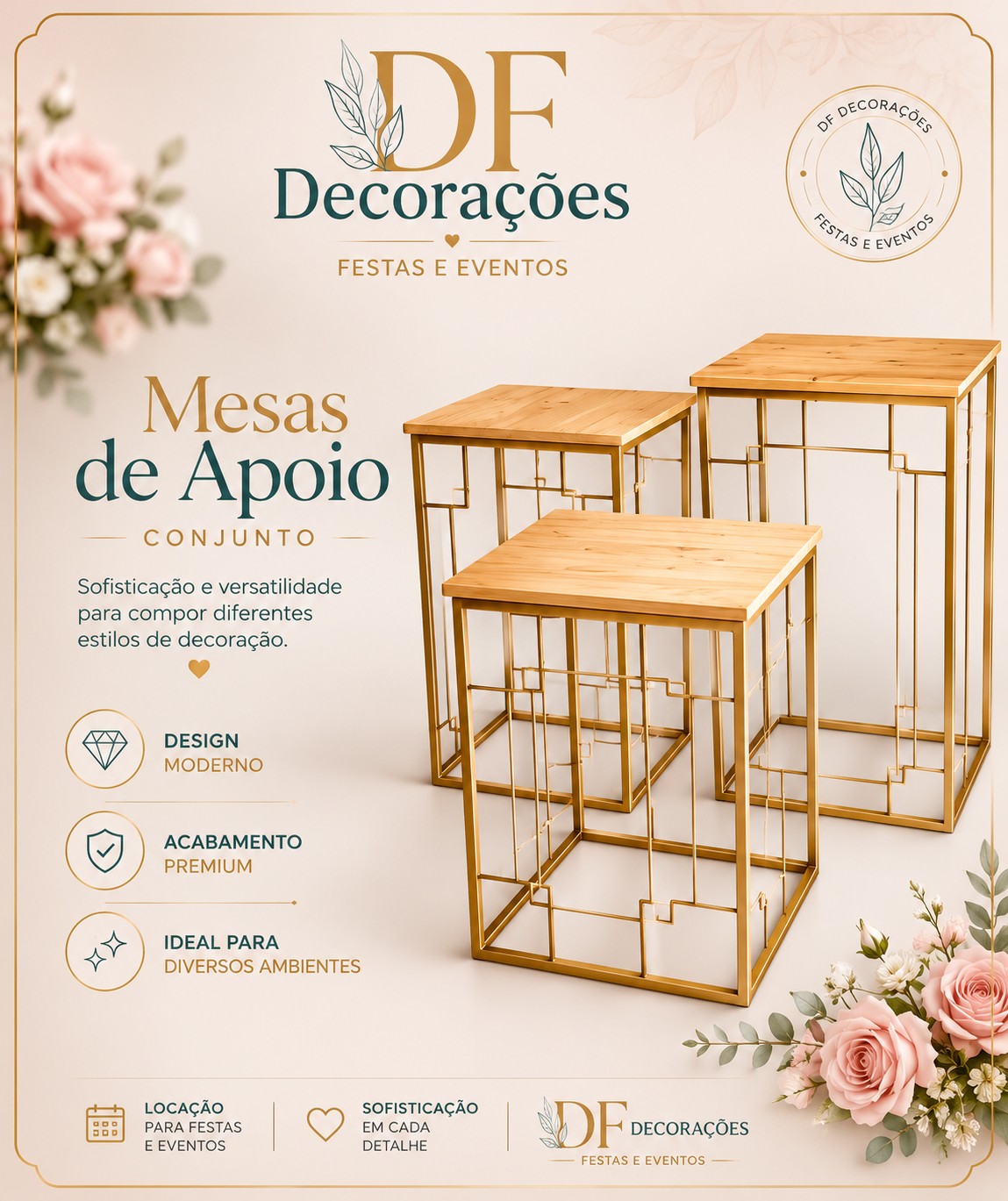 KIT 3 MESAS DE APOIO
