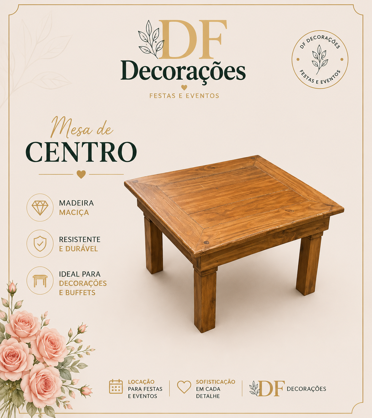 MESA DE CENTRO DE MADEIRA