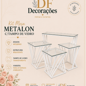 KIT MESA METALON C/TAMPO DE VIDRO