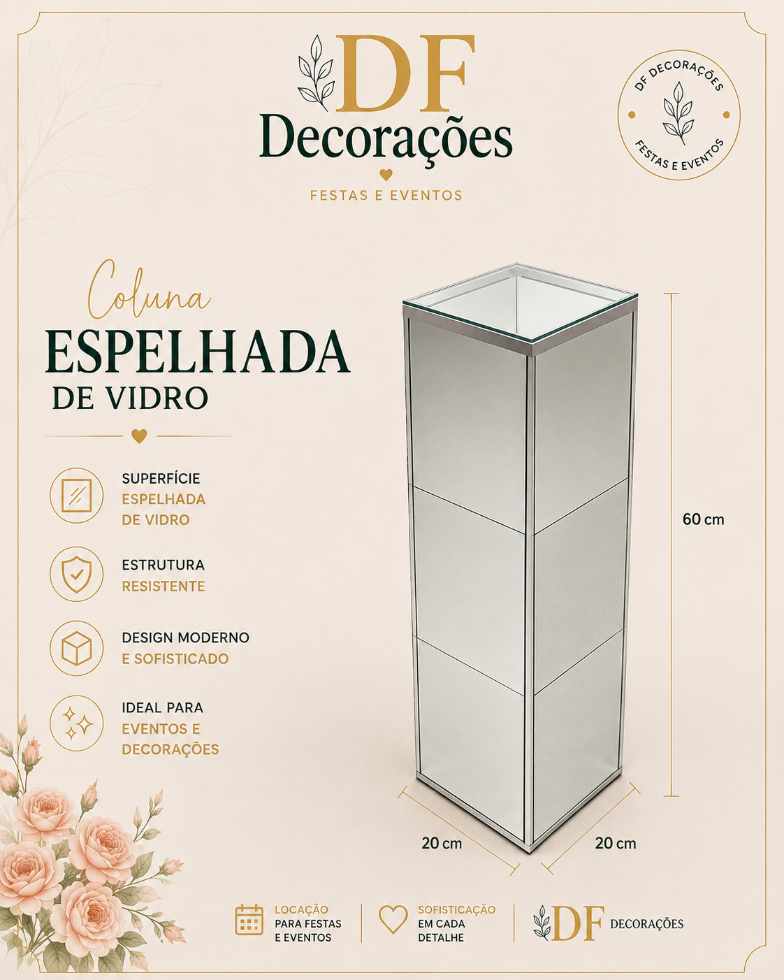 COLUNA ESPELHADA DE VIDRO